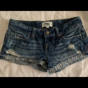 PINK BY VICTORIA’S SECRET DISTRESSED DENIM SHORTS
